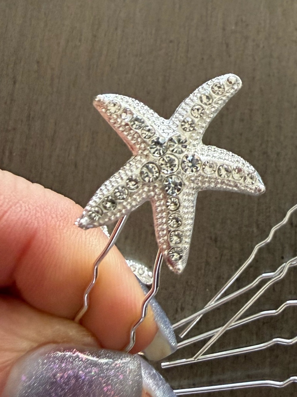 Sparkling Silver Starfish Hair Pins - Set of Decorative Bobby Pins